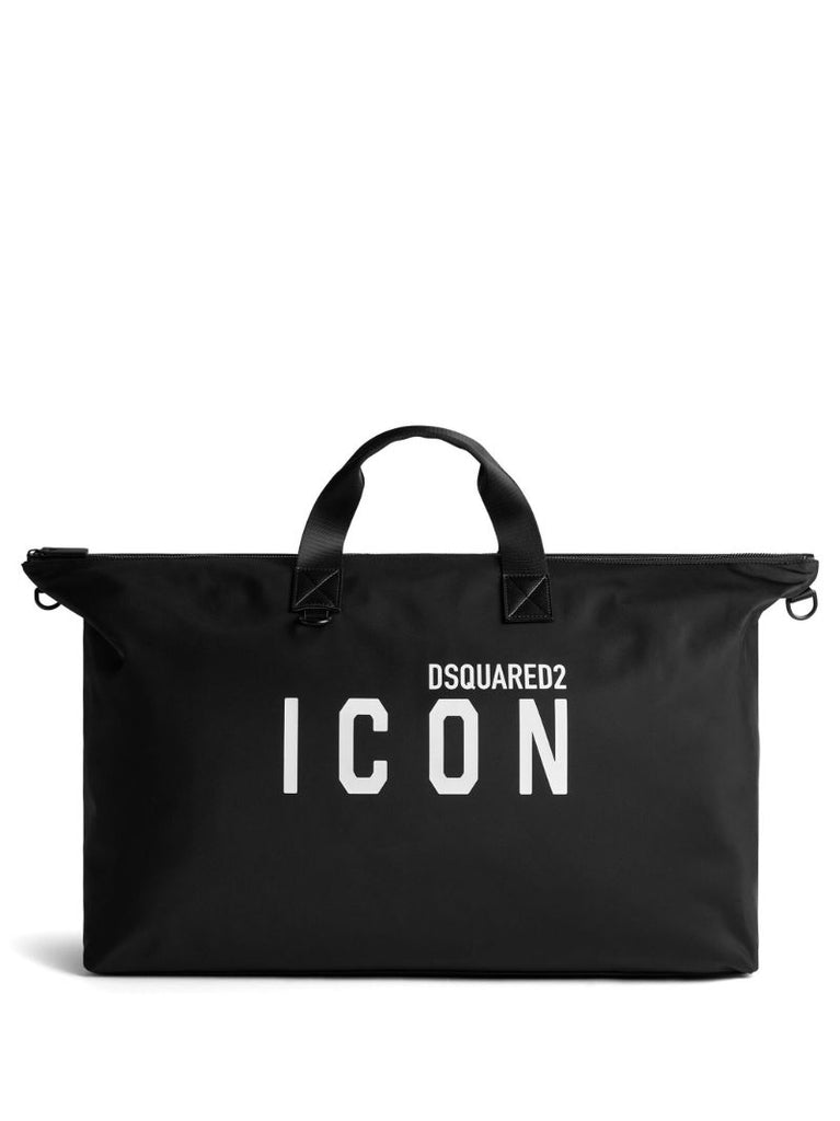 Black Logo Print Tote Bag