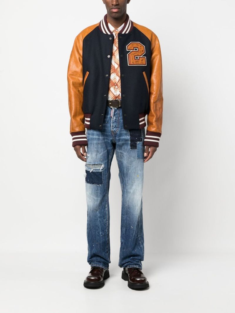 Blue Varsity Bomber Jacket