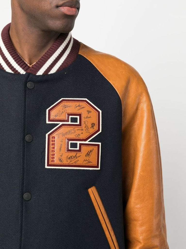 Blue Varsity Bomber Jacket