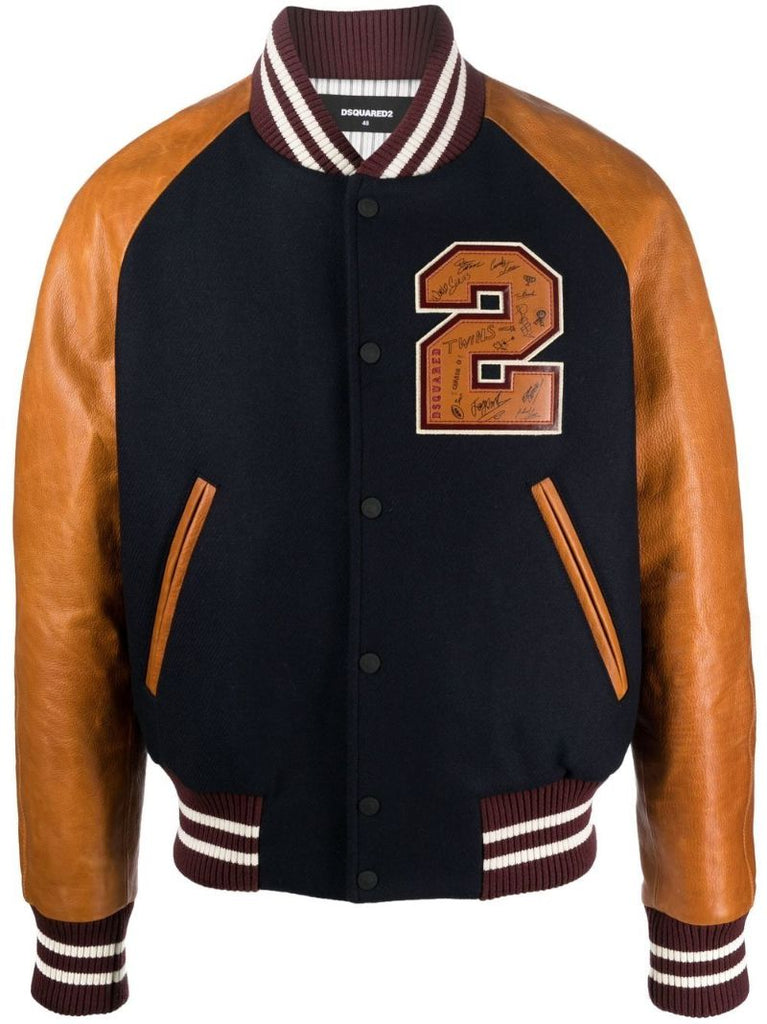 Blue Varsity Bomber Jacket