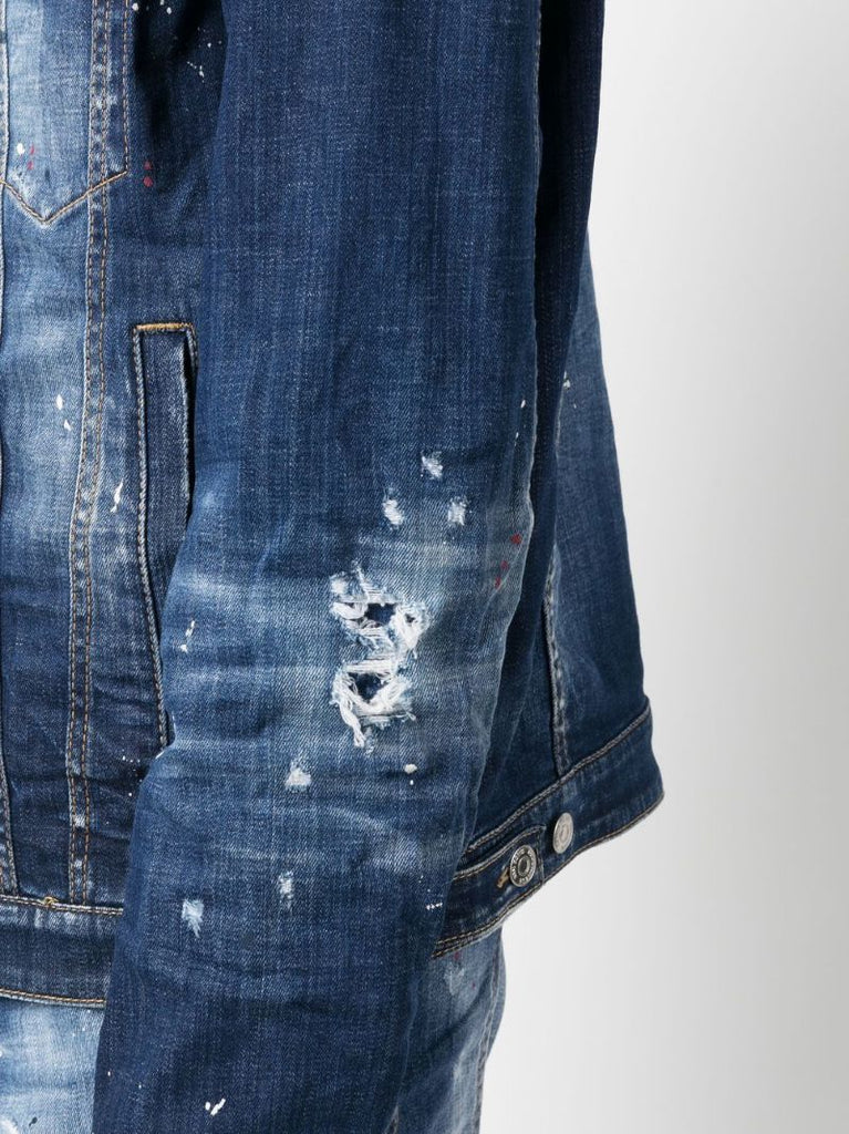 Blue Distressed Denim Jacket