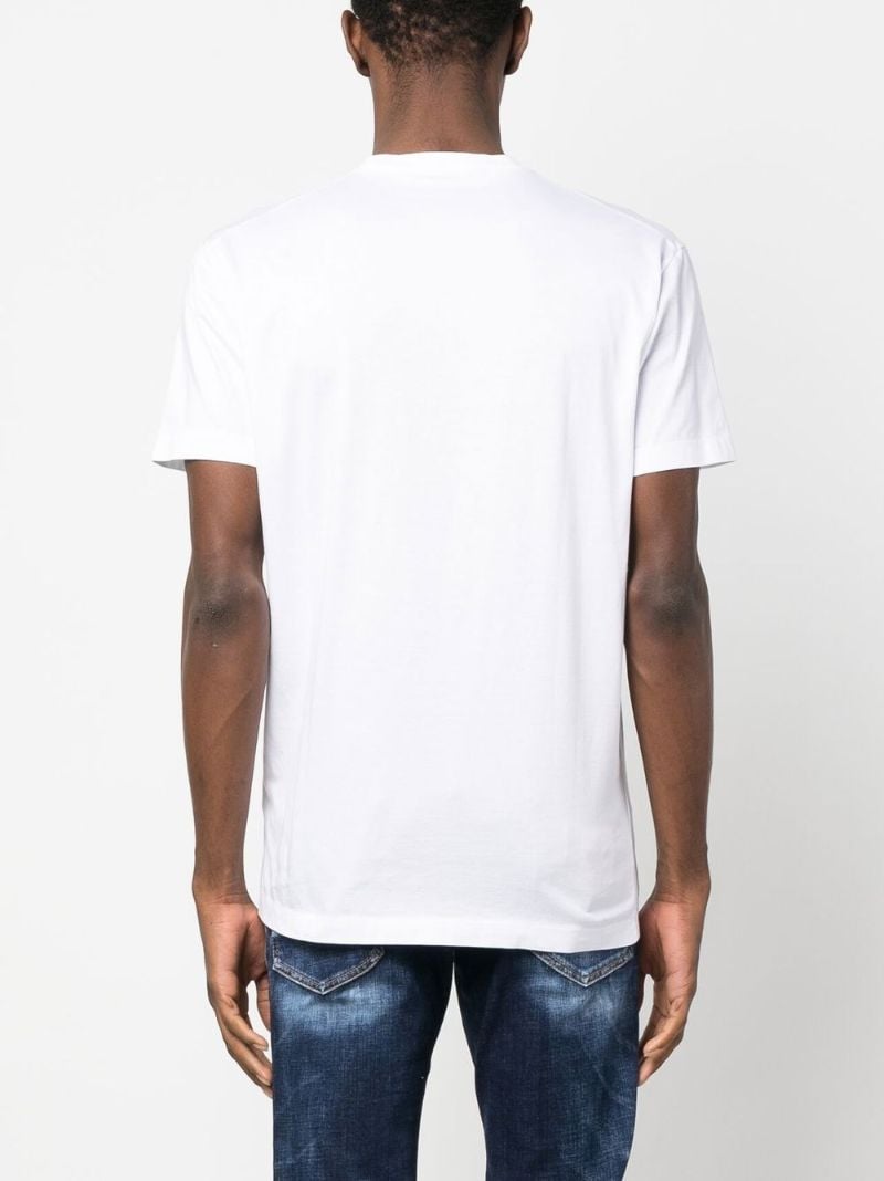 White Logo Print Cotton  T-shirt