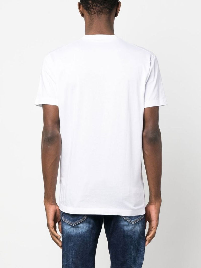 White Logo Print Cotton  T-shirt