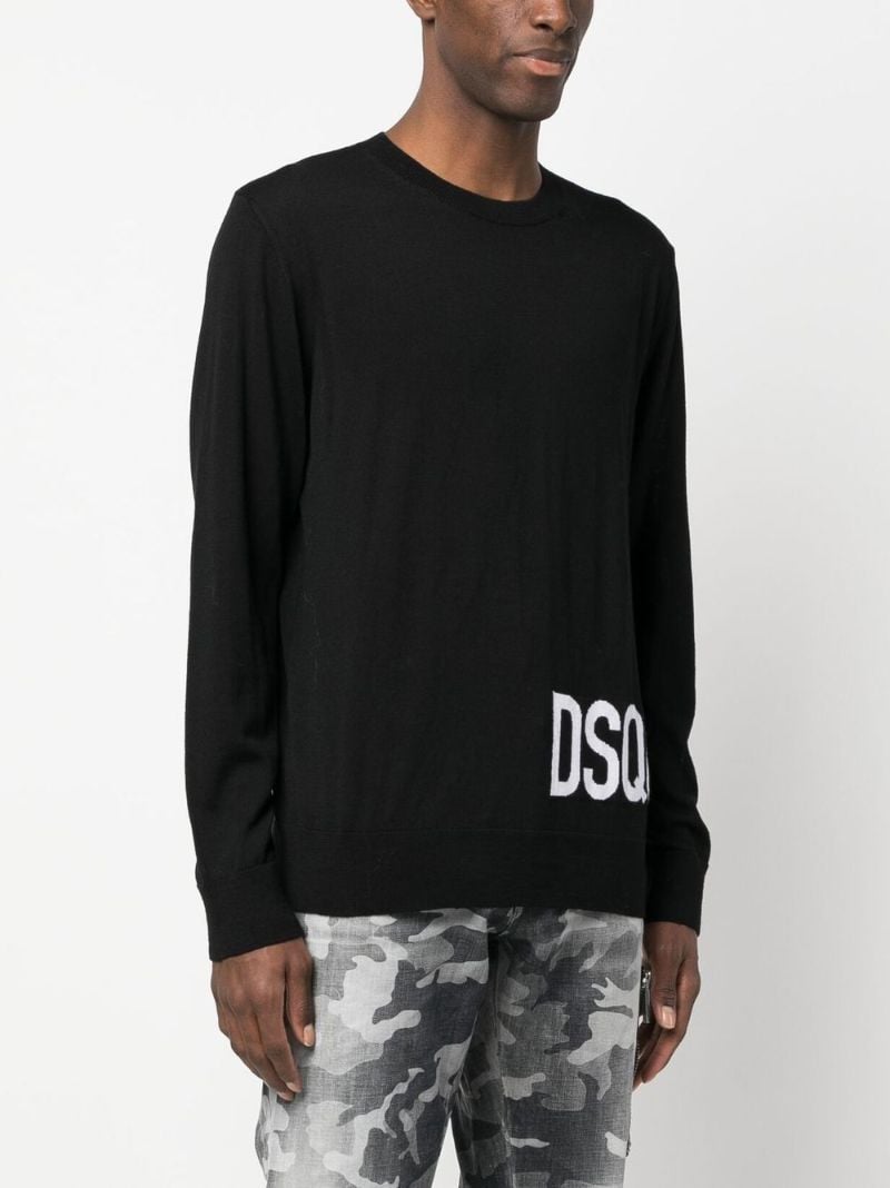 Black Logo Intarsia Wool Sweater