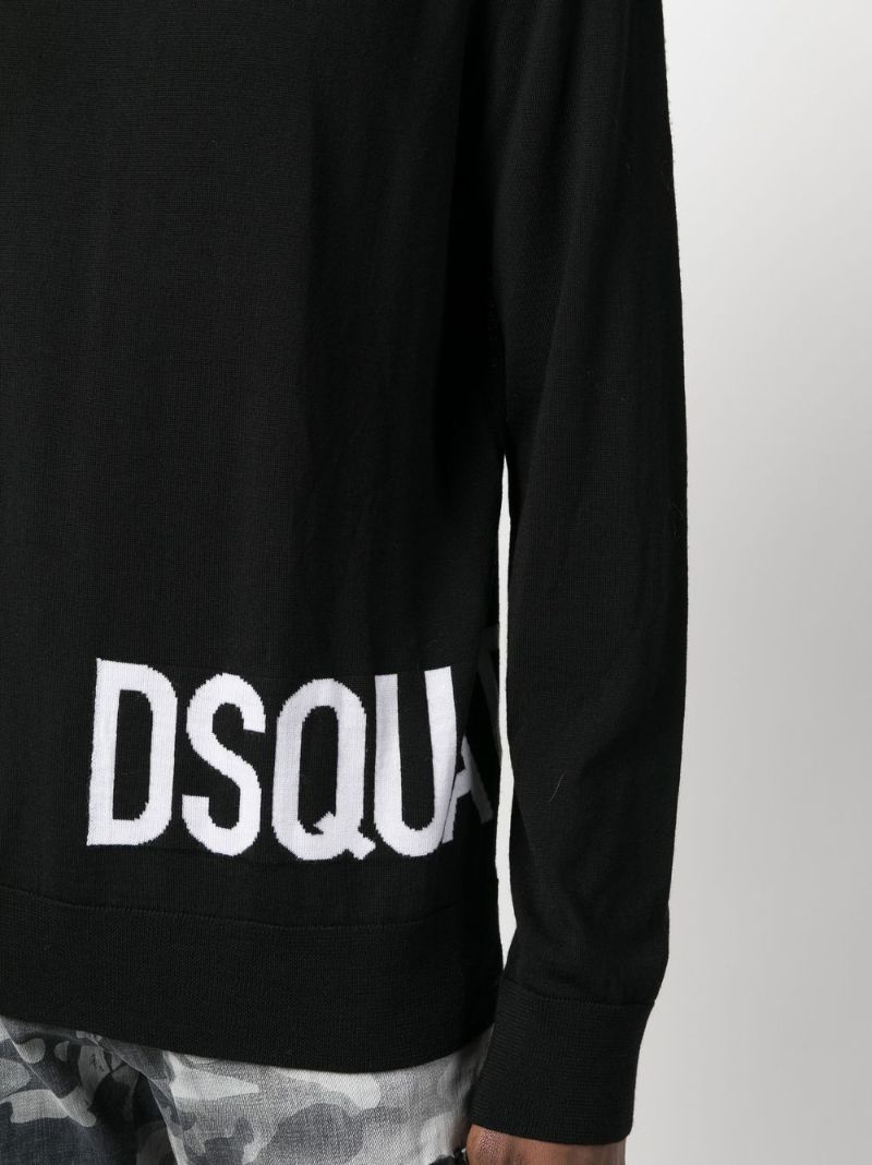 Black Logo Intarsia Wool Sweater