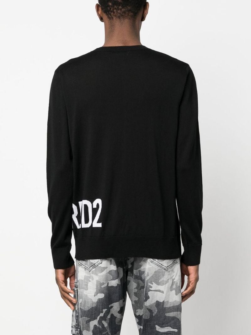 Black Logo Intarsia Wool Sweater