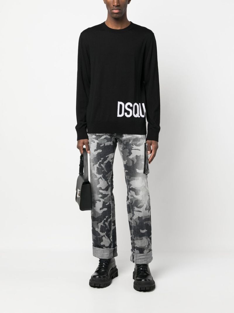 Black Logo Intarsia Wool Sweater