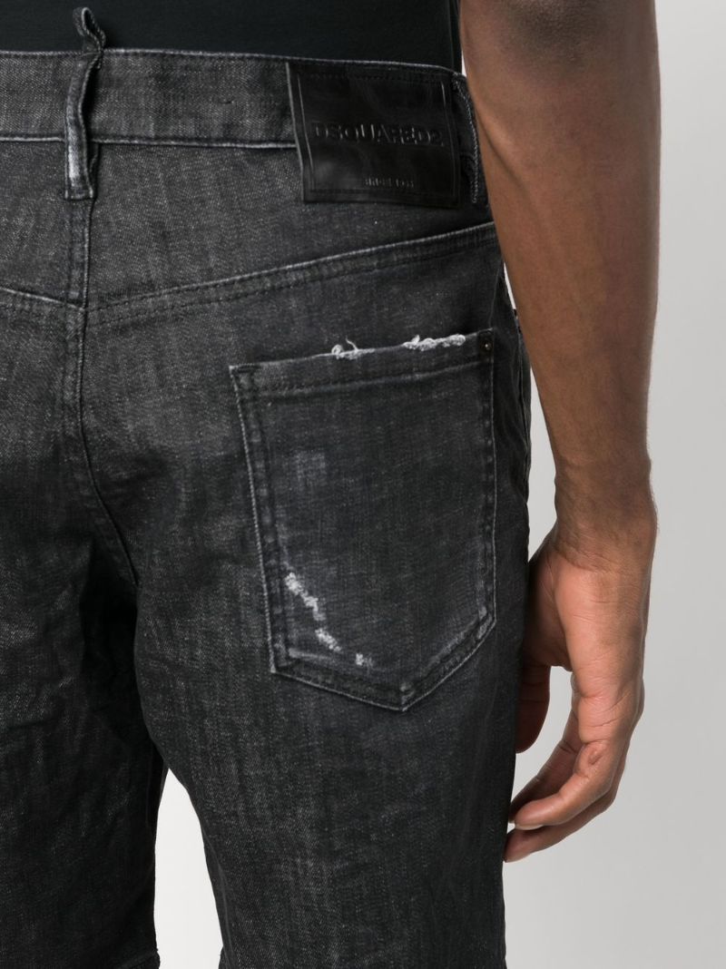 Black Distressed Denim Shorts