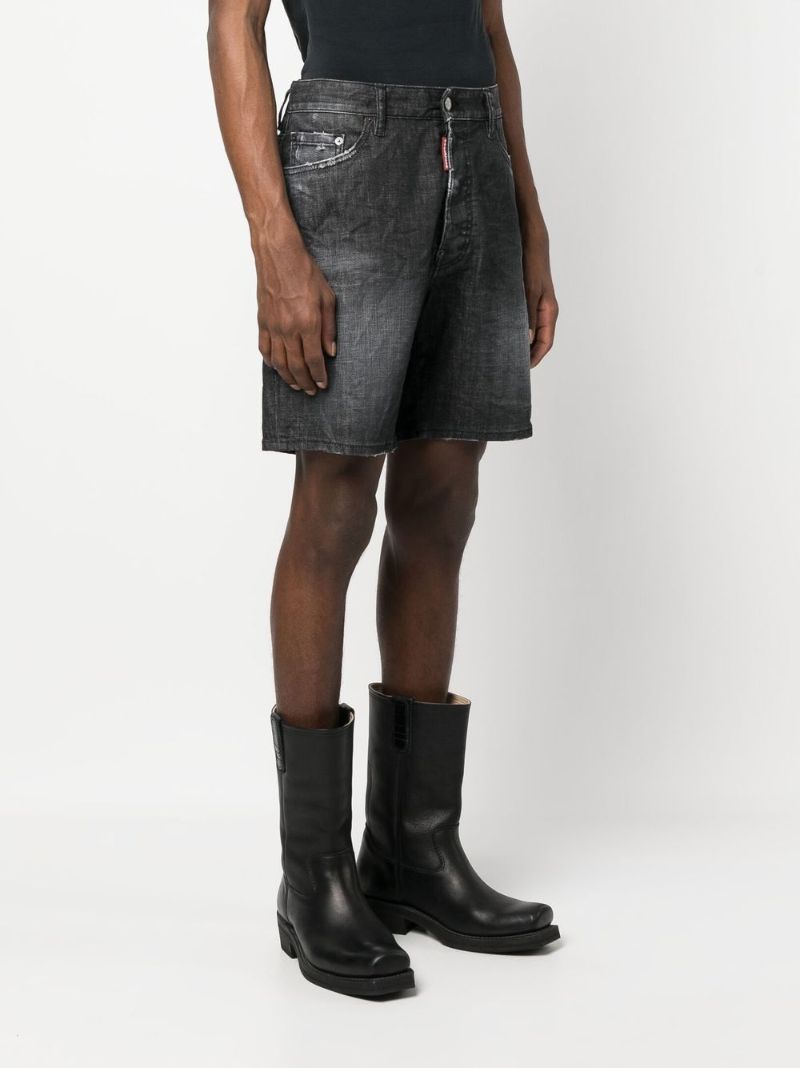 Black Distressed Denim Shorts