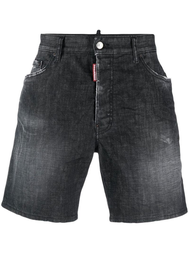 Black Distressed Denim Shorts