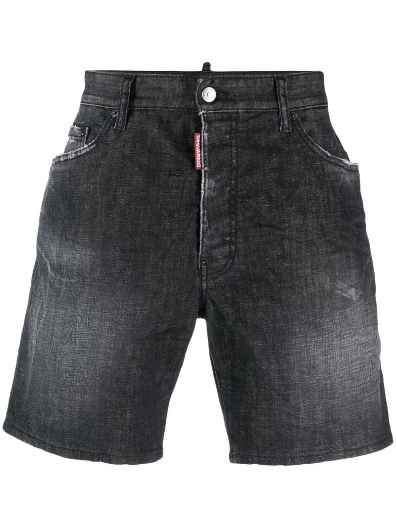 Black Distressed Denim Shorts