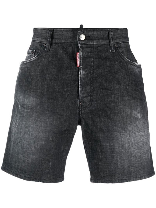 Black Distressed Denim Shorts