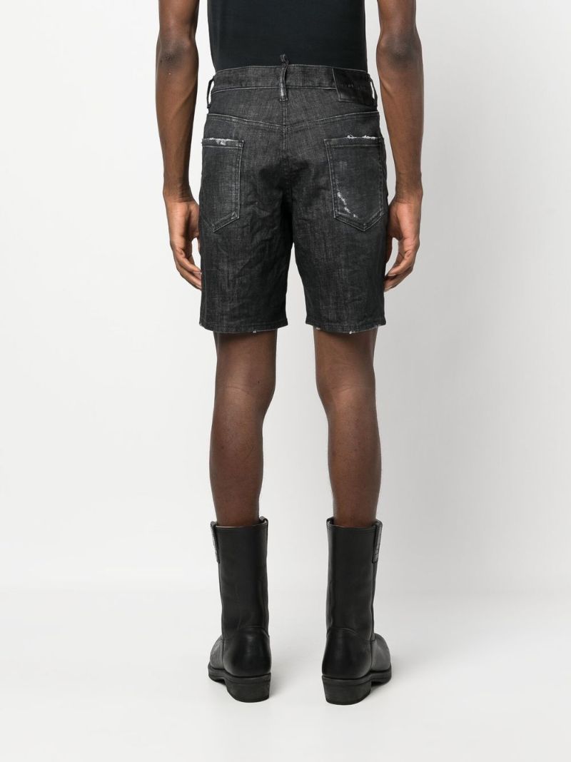 Black Distressed Denim Shorts