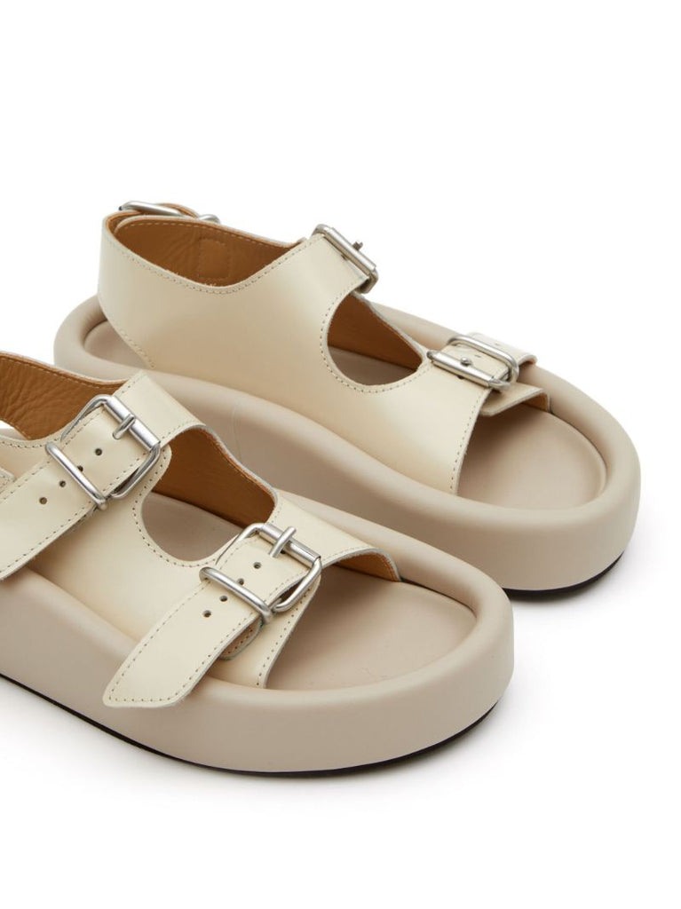 Beige Buckle Detail Sandals
