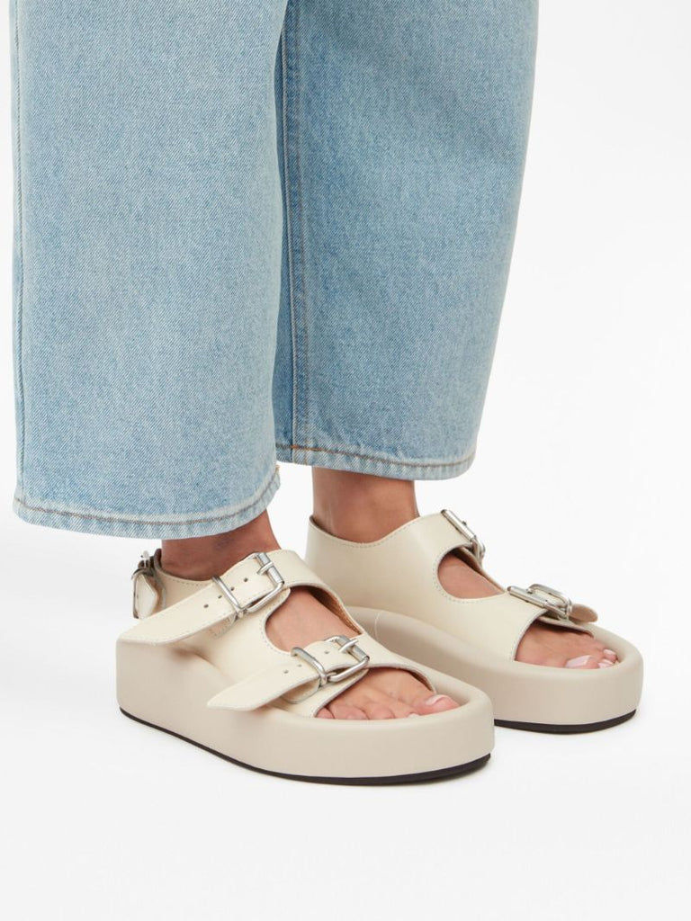 Beige Buckle Detail Sandals