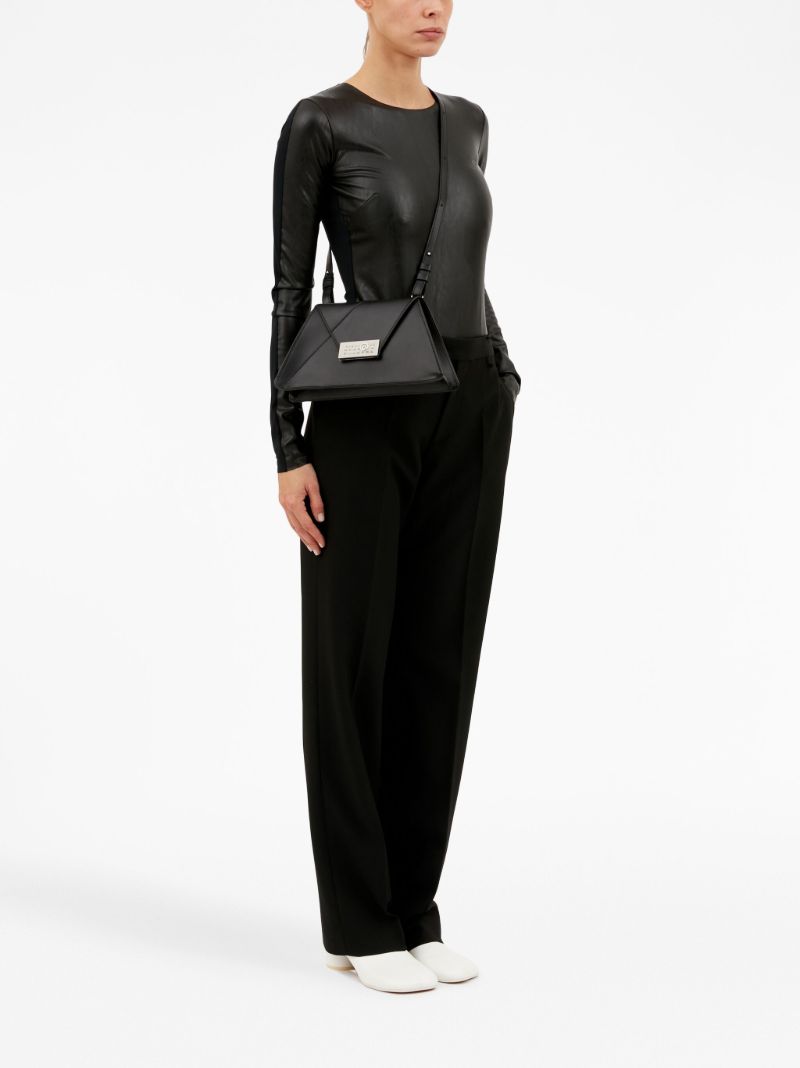 Black Logo Plaque Shoulder Bag