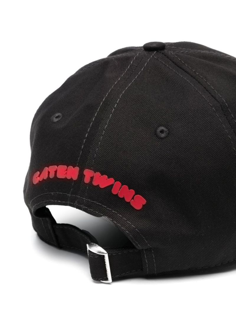 Black Logo Print Cotton Cap