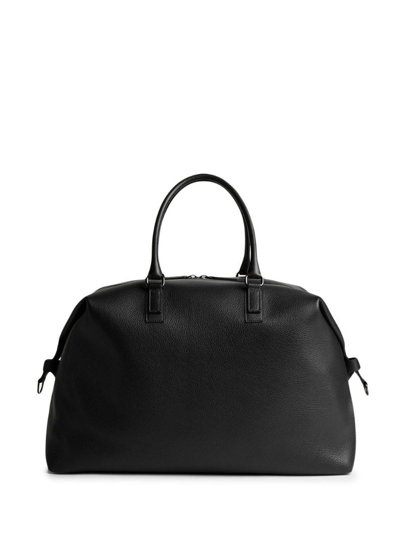 Black Logo Leather Tote Bag