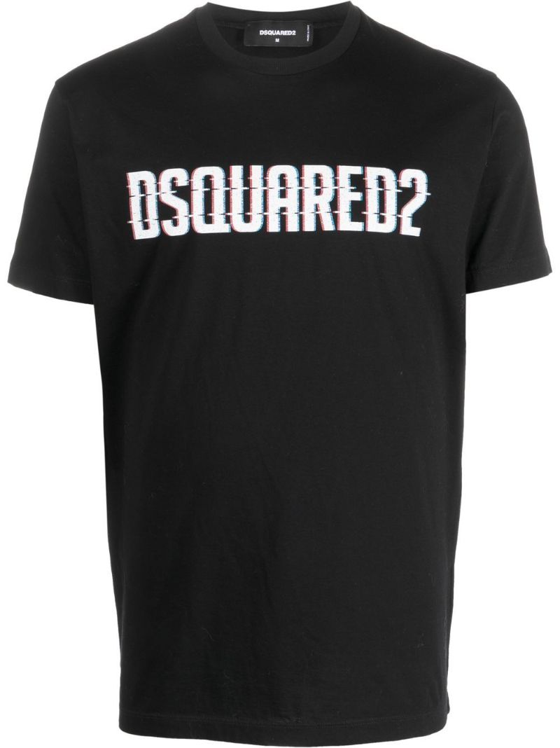 Black Logo Print Cotton T-shirt