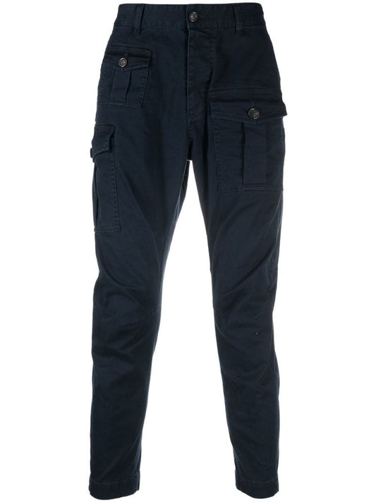 Blue Slim-leg Cargo Trousers
