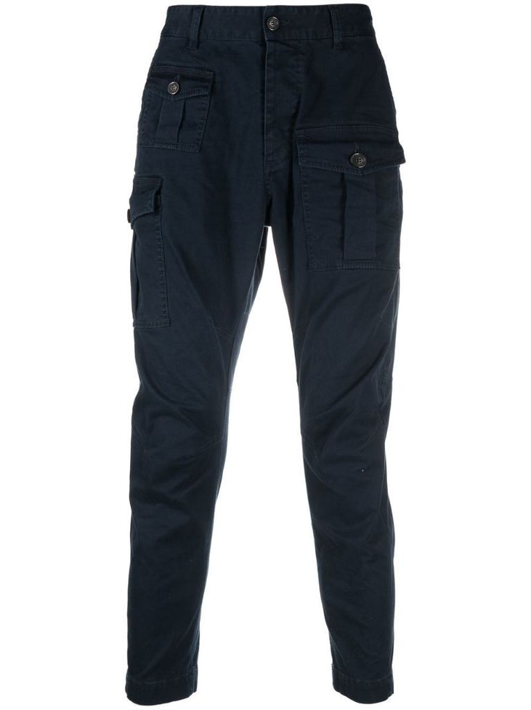 Blue Slim-leg Cargo Trousers