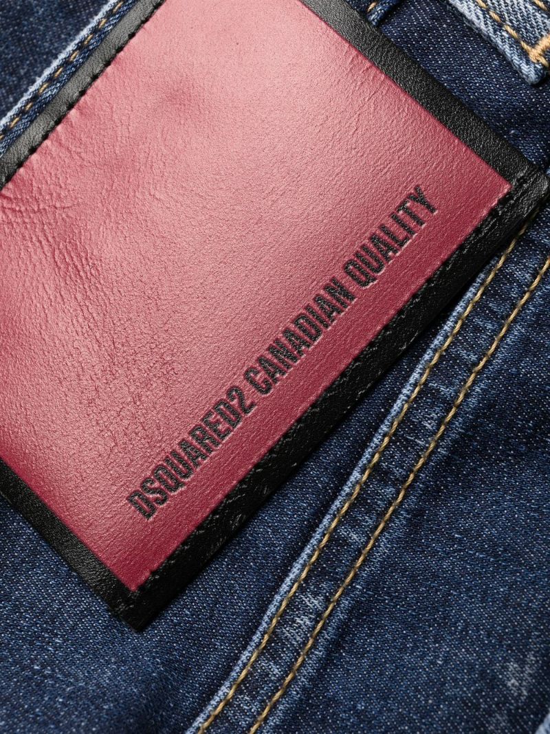 Blue Distressed Slim-leg Jeans