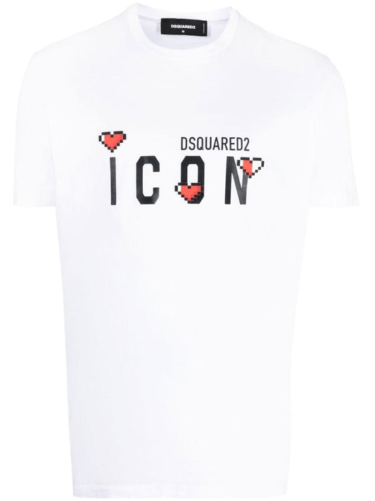 White Icon Logo Print T-shirt