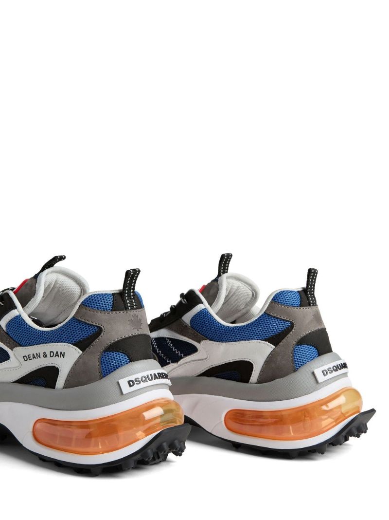 Grey Panelled Leather Sneakers