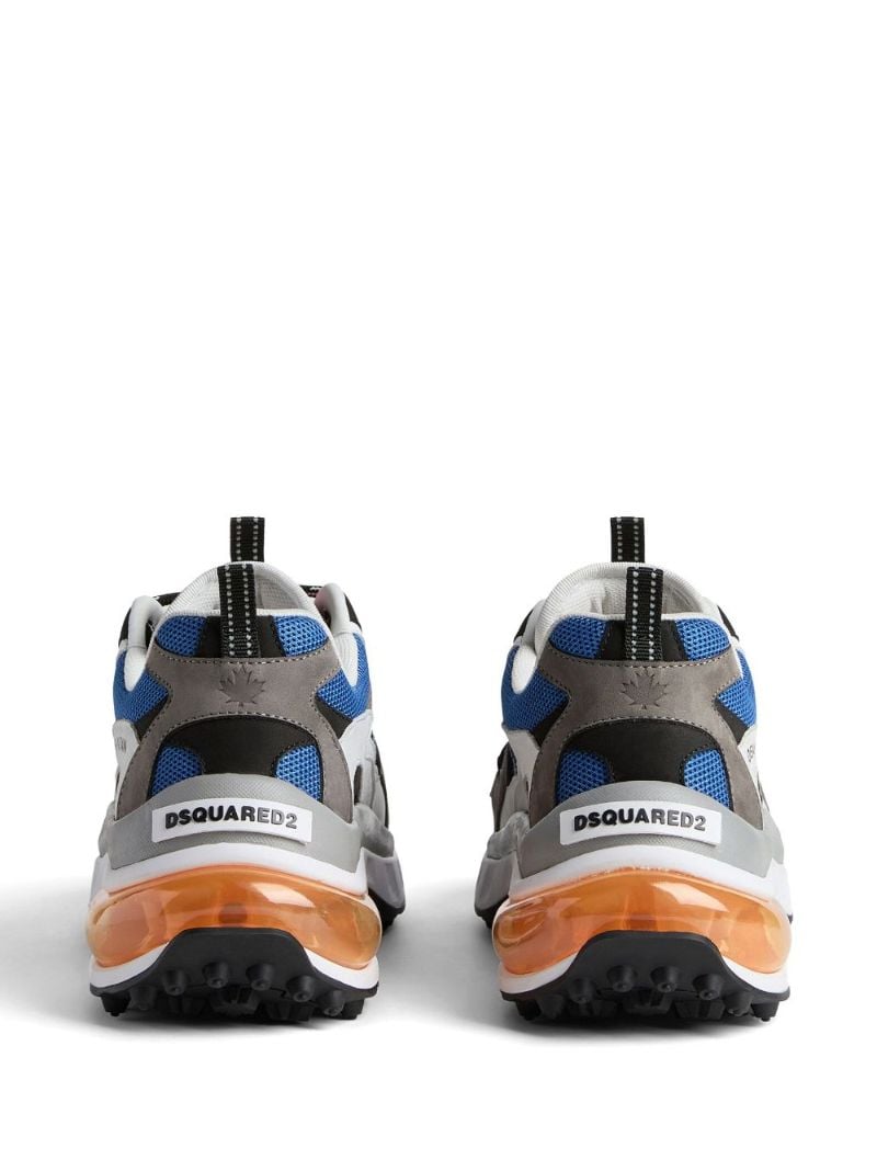 Grey Panelled Leather Sneakers
