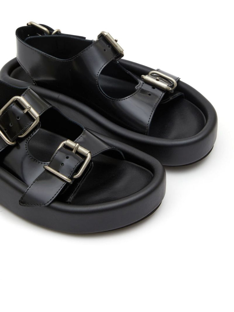 Black Buckle Detail Sandals