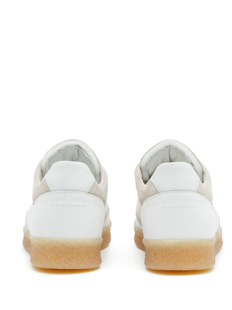 White Panelled Lace Up Sneakers