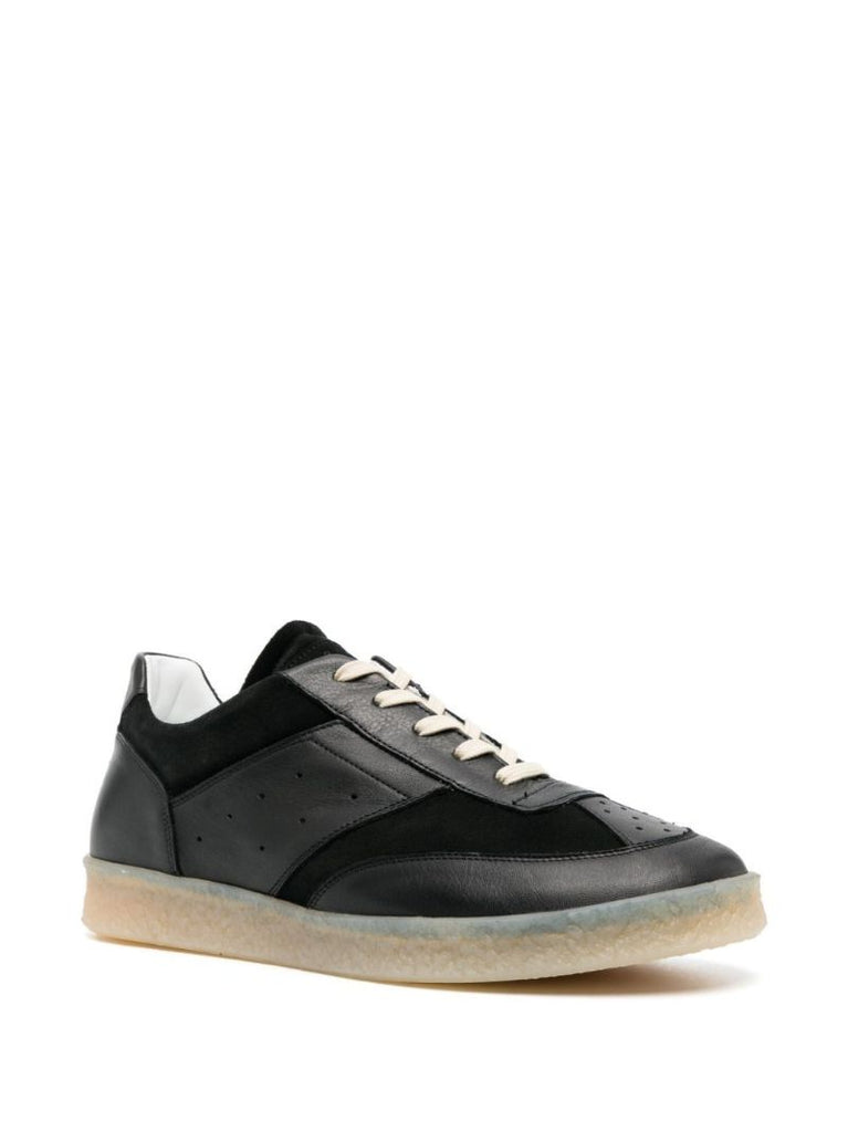 Black Panelled Lace Up Sneakers