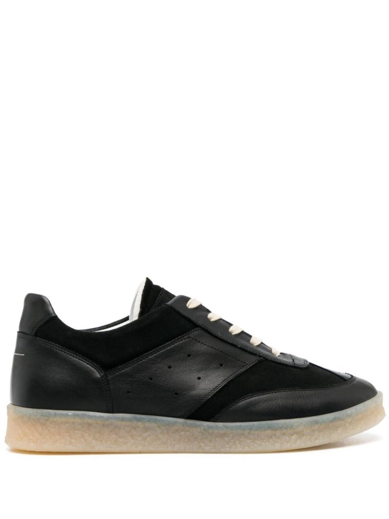 Black Panelled Lace Up Sneakers