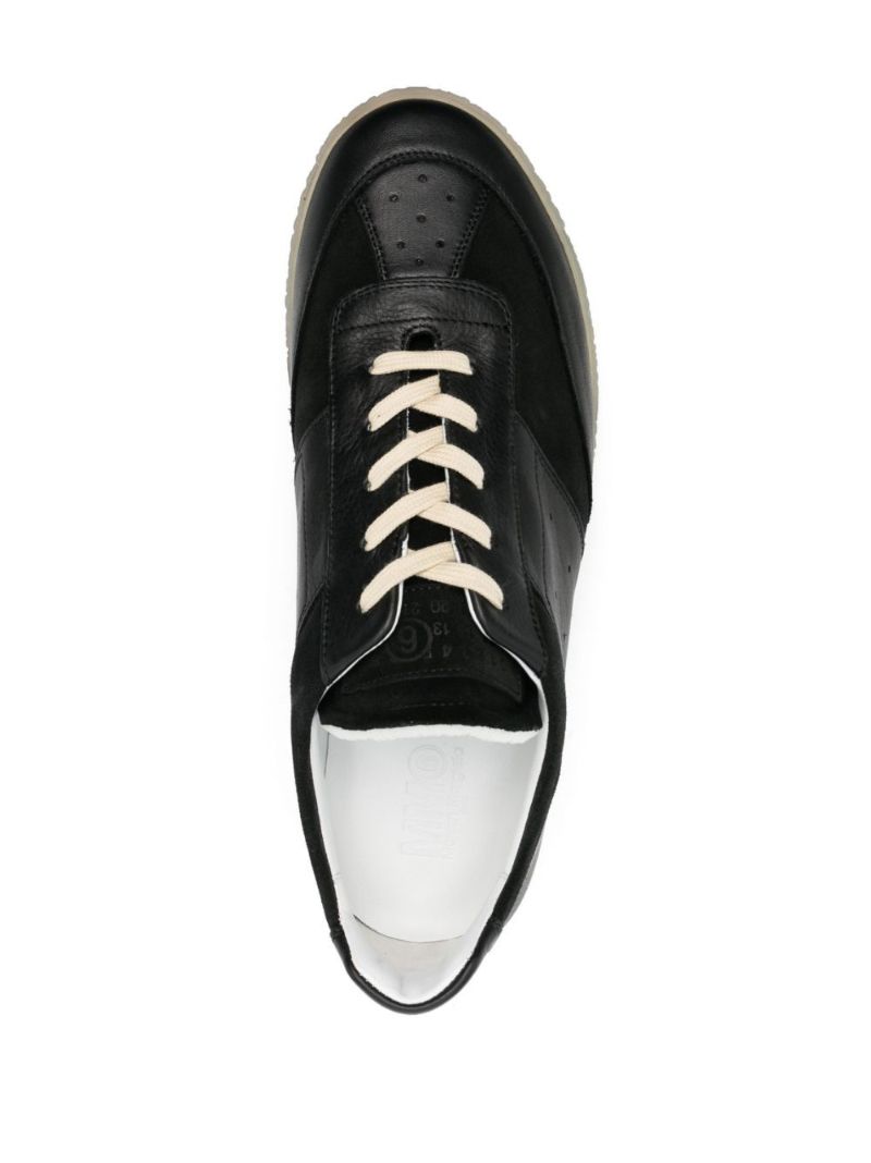 Black Panelled Lace Up Sneakers