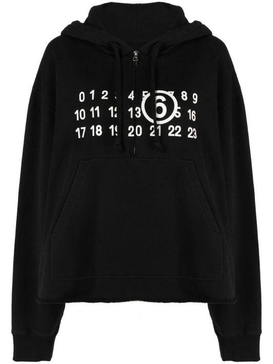 Black Number Motif Hoodie