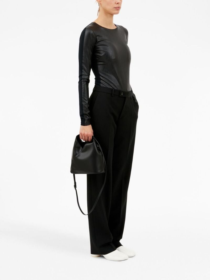 Black Triangle Leather Tote Bag