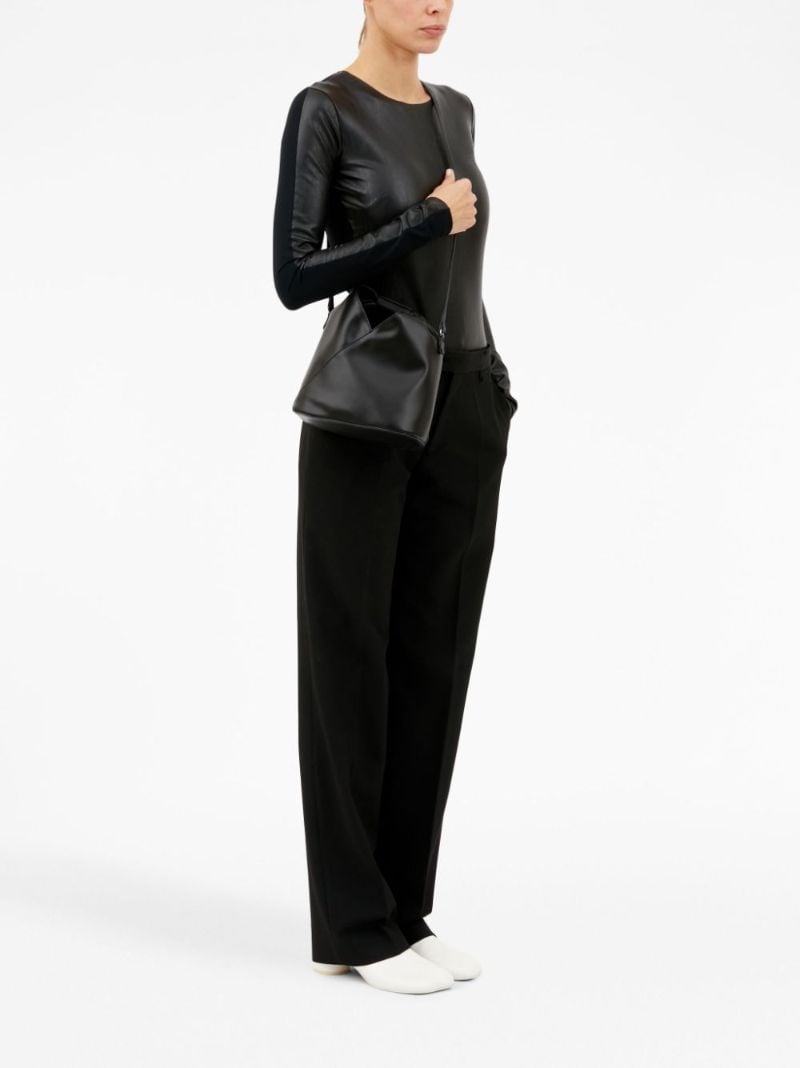 Black Triangle Leather Tote Bag