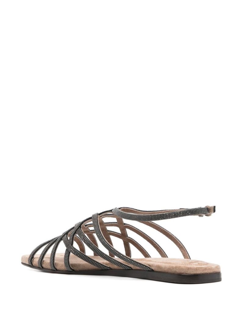 Brown Strappy Flat Sandals