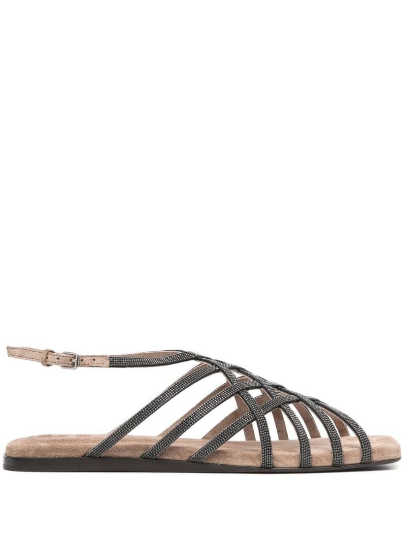 Brown Strappy Flat Sandals