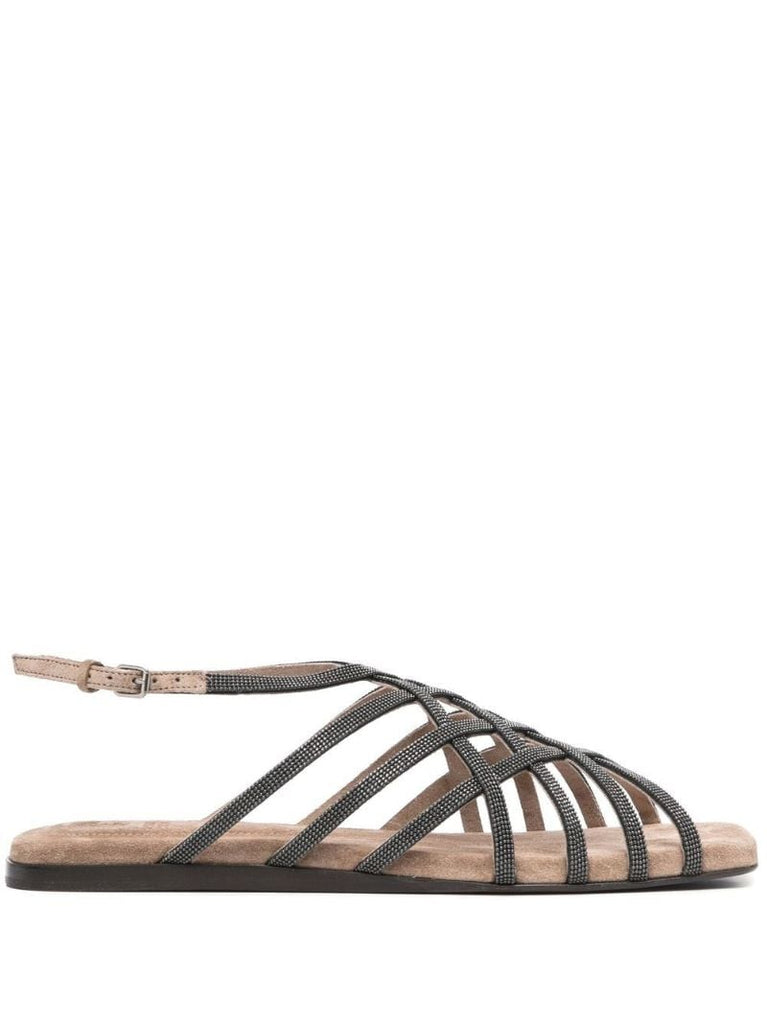 Brown Strappy Flat Sandals