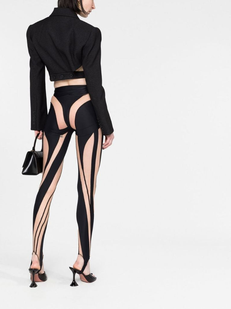 Black Sheer Spiral Leggings