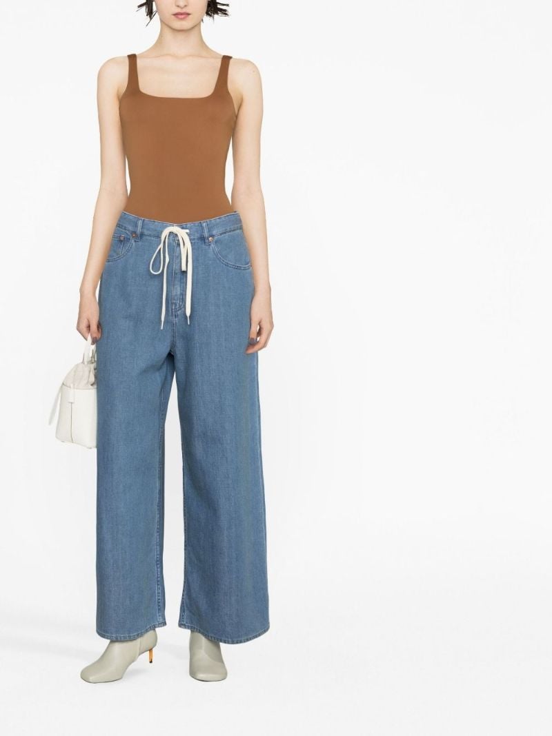 Blue Drawstring Wide-leg Jeans