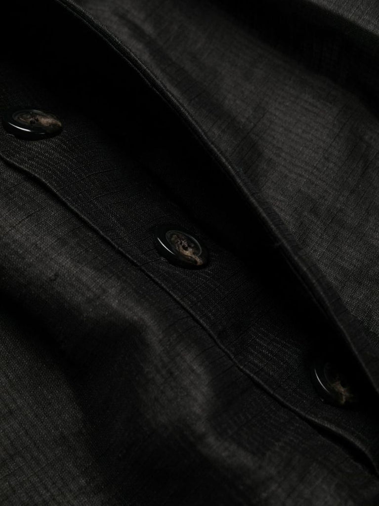 Black Strobe Linen Cargo Trousers