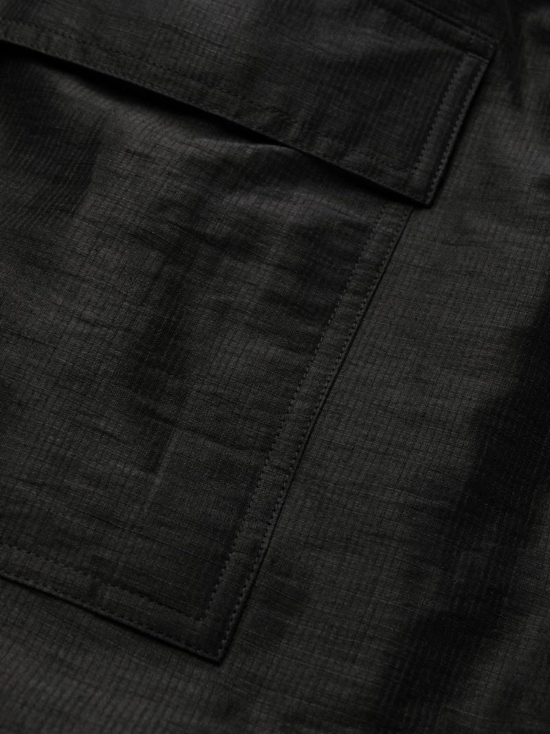 Black Strobe Linen Cargo Trousers