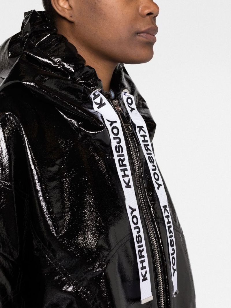 Black Khris Hooded Vinyl Windbreaker
