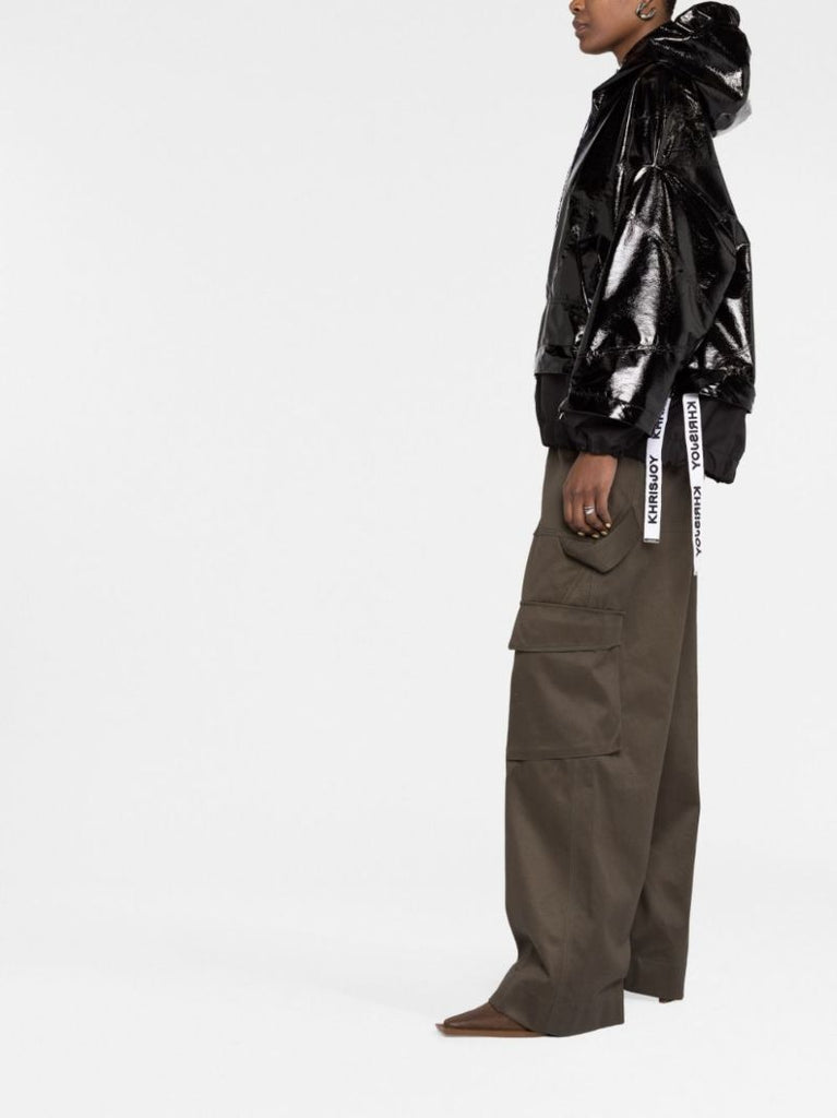 Black Khris Hooded Vinyl Windbreaker