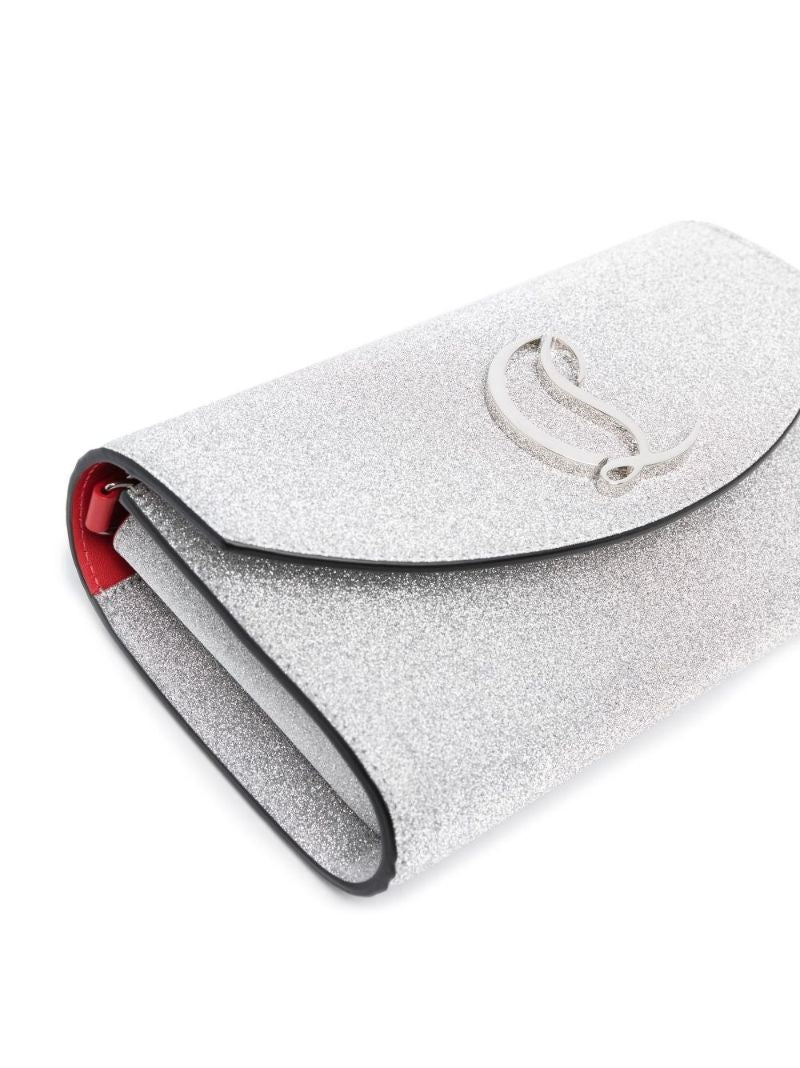 Silver Loubi54 Glitter Clutch Bag