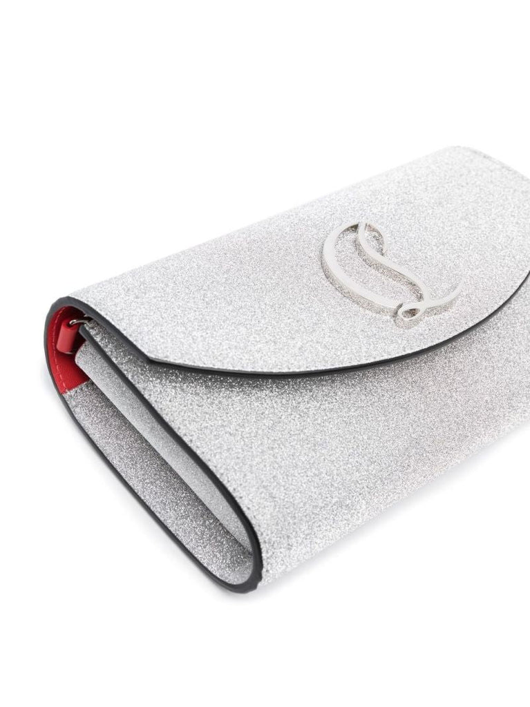 Silver Loubi54 Glitter Clutch Bag