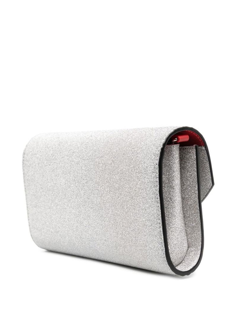 Silver Loubi54 Glitter Clutch Bag