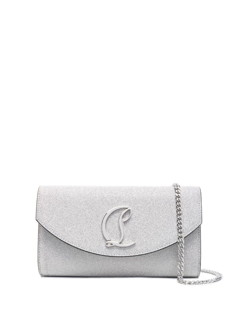 Silver Loubi54 Glitter Clutch Bag